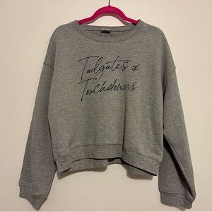 Oat Collective Tailgates & Touchdowns Heather Gray Football Sweatshirt Medium